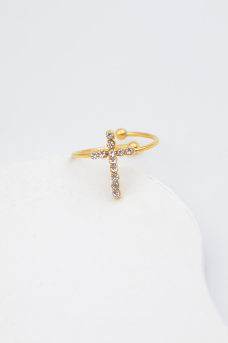 bague-en-acier-inoxydable-ajustable_dore_686e92754ec0a Anel com cruz em aço inoxidável ajustável - Image 1