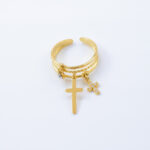 Anel com cruz em aço inoxidável ajustável