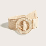 Cinto elástico de ráfia com fivela