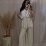 Conjunto blusa com cinto