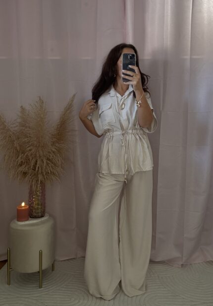 Conjunto blusa com cinto