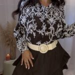 Saia-calção de algodão com babados