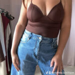 Top bustier lycra - Decote V alças finas